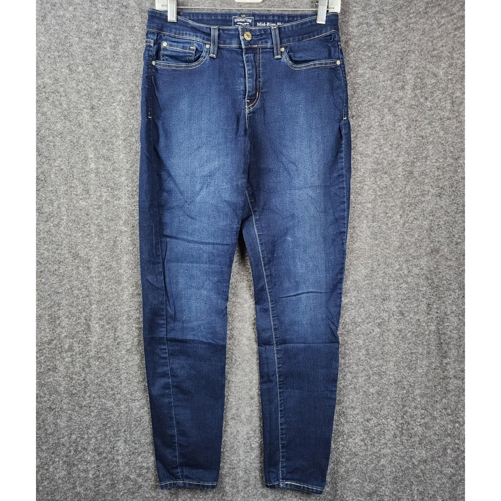 Signature Levi Strauss Skinny Jeans Women 8M Dark Wash Mid-Rise Stretch Denim